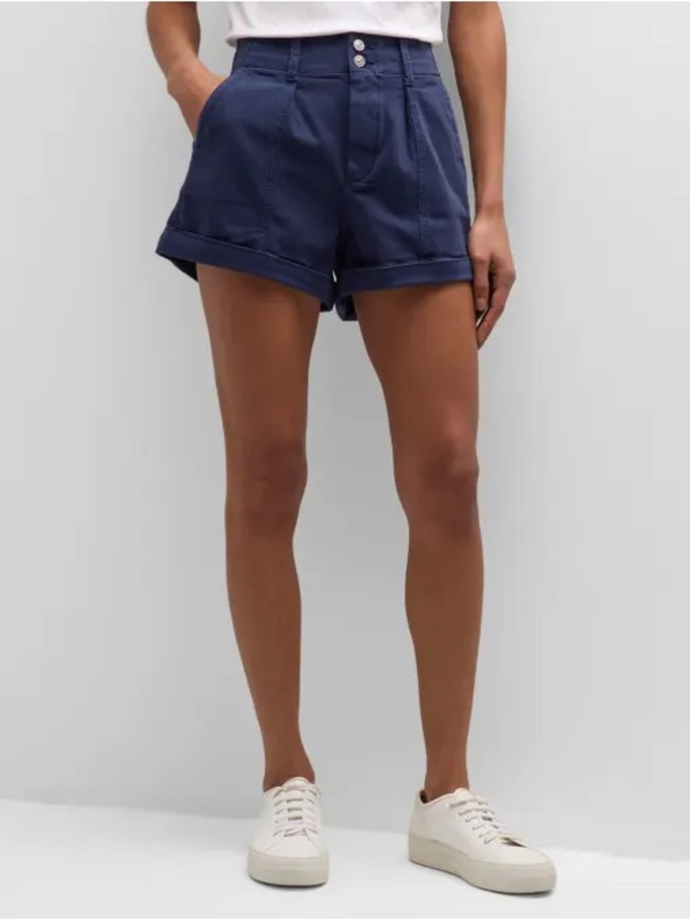Paige High-Rise Navy Rolled Hem Women's Shorts